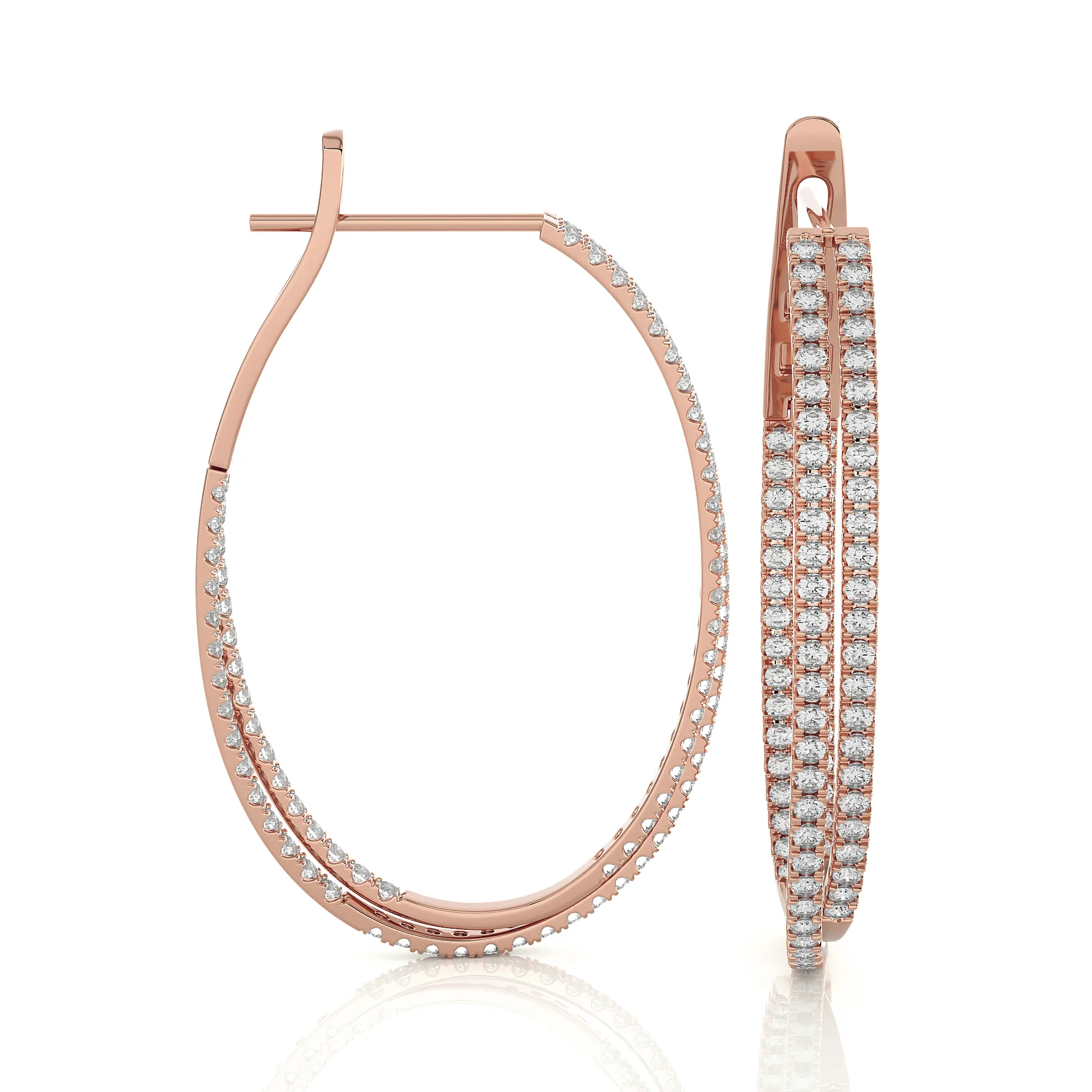 1 3/4 ctw Round Lab Grown Diamond Inside Out Hoop Earrings