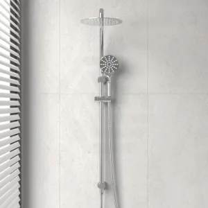 10 inch 250mm Round Chrome Twin Shower Station Top Water Inlet with 3 Functions Handheld