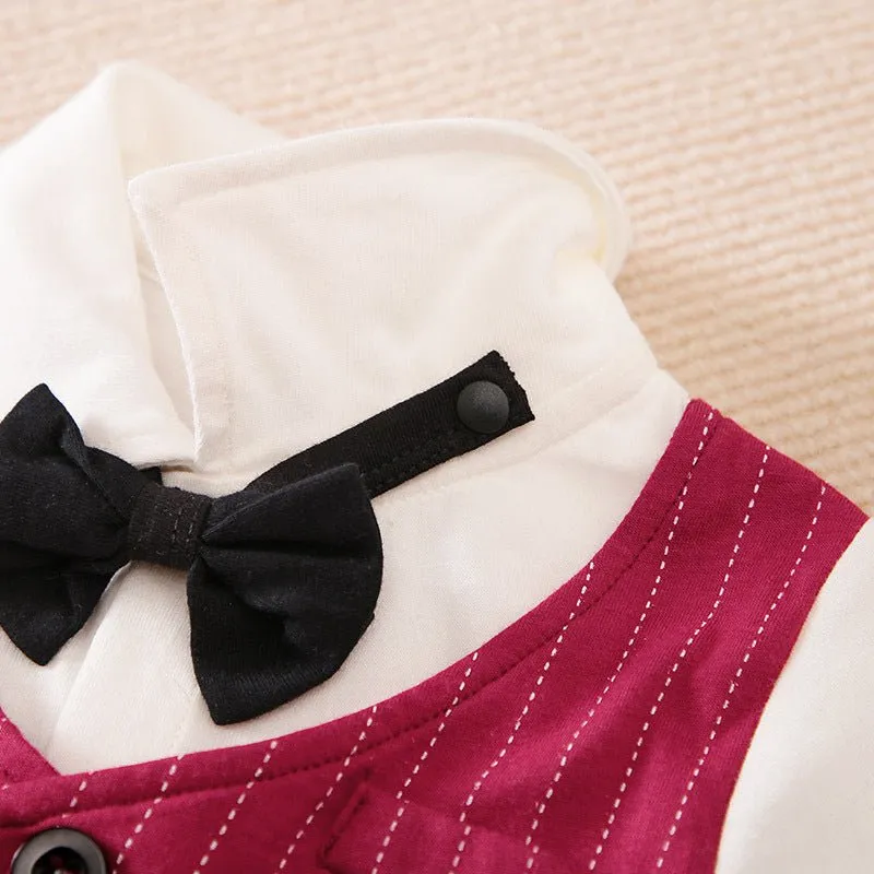 100% Cotton Bow Tie Short Sleeve Baby Jumpsuit (9 Designs)