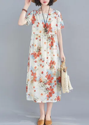 100% Print Summer Dresses Work Outfits Red Dress