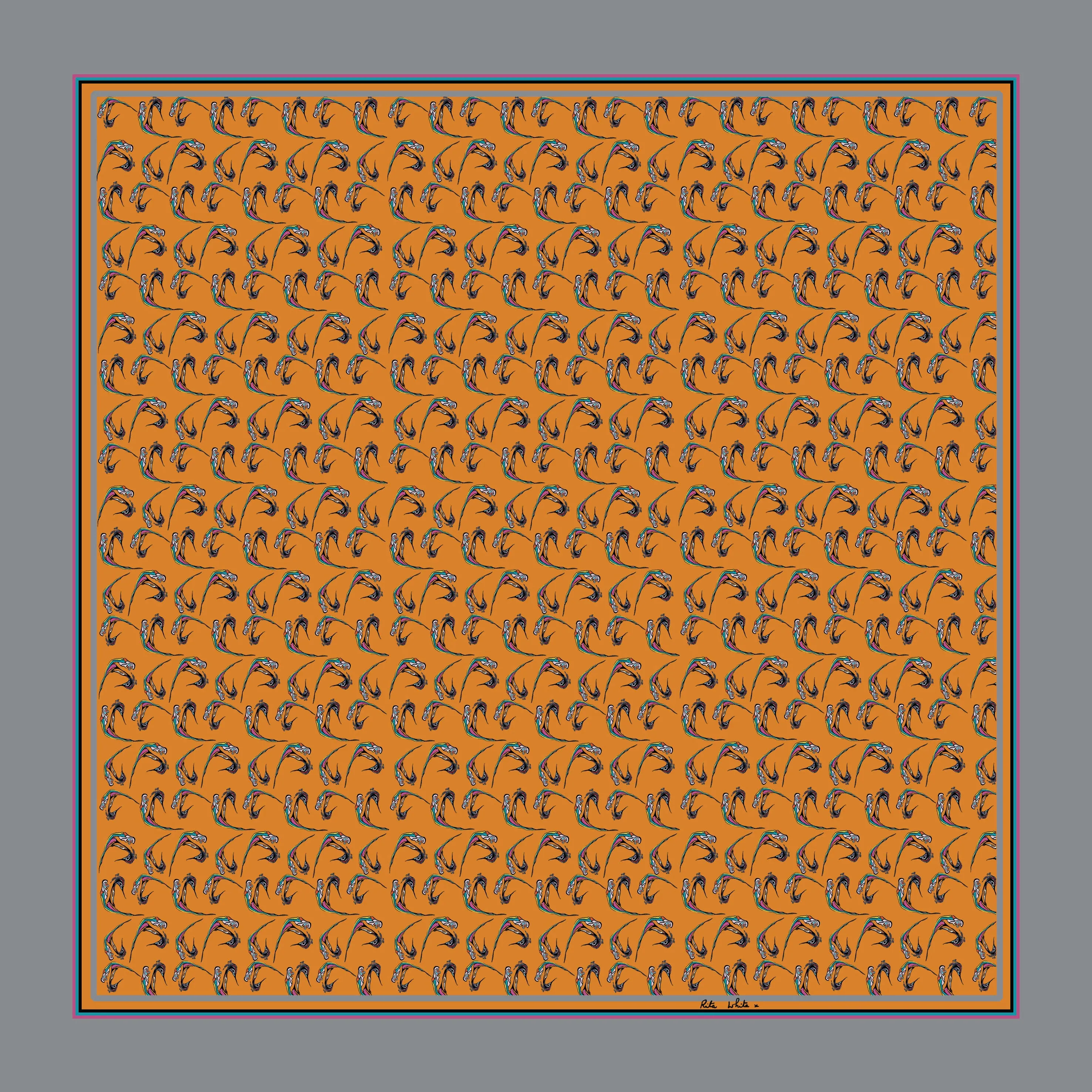 100% Silk Pocket Square in Gold Birds Pattern