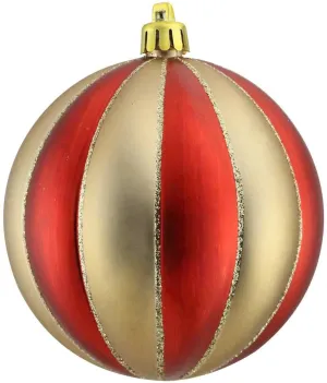 100MM Red & Gold Wide Vertical Stripe Ornament