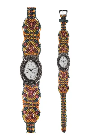 102F - Wide with Vintage Style Oval Marcasite Watch