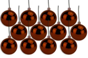 12 Pack 100mm 4" Shiny Copper Ball Ornament with Wire and UV Coating