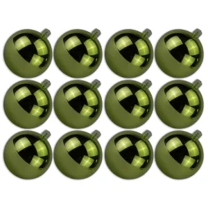12 Pack 60mm 2.5" Shiny Lime Green Ball Ornament with Wire and UV Coating