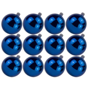 12 Pack 70mm 2.75 Shiny Blue Ornament with Wire and UV Coating