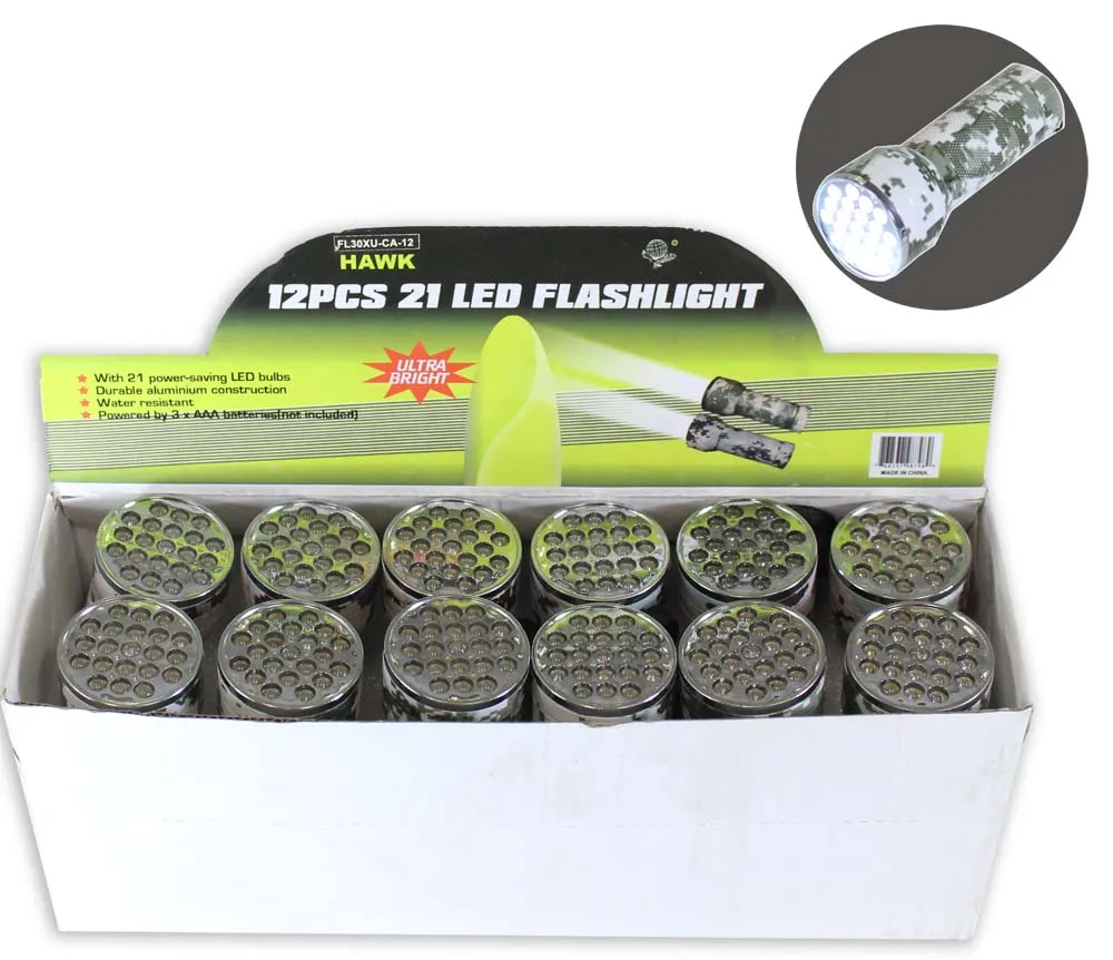 12 Piece Display of 21-LED Flashlights in Desert-Sand Camouflage :(Units= 2)