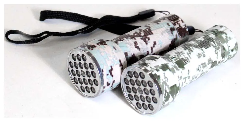 12 Piece Display of 21-LED Flashlights in Desert-Sand Camouflage :(Units= 2)