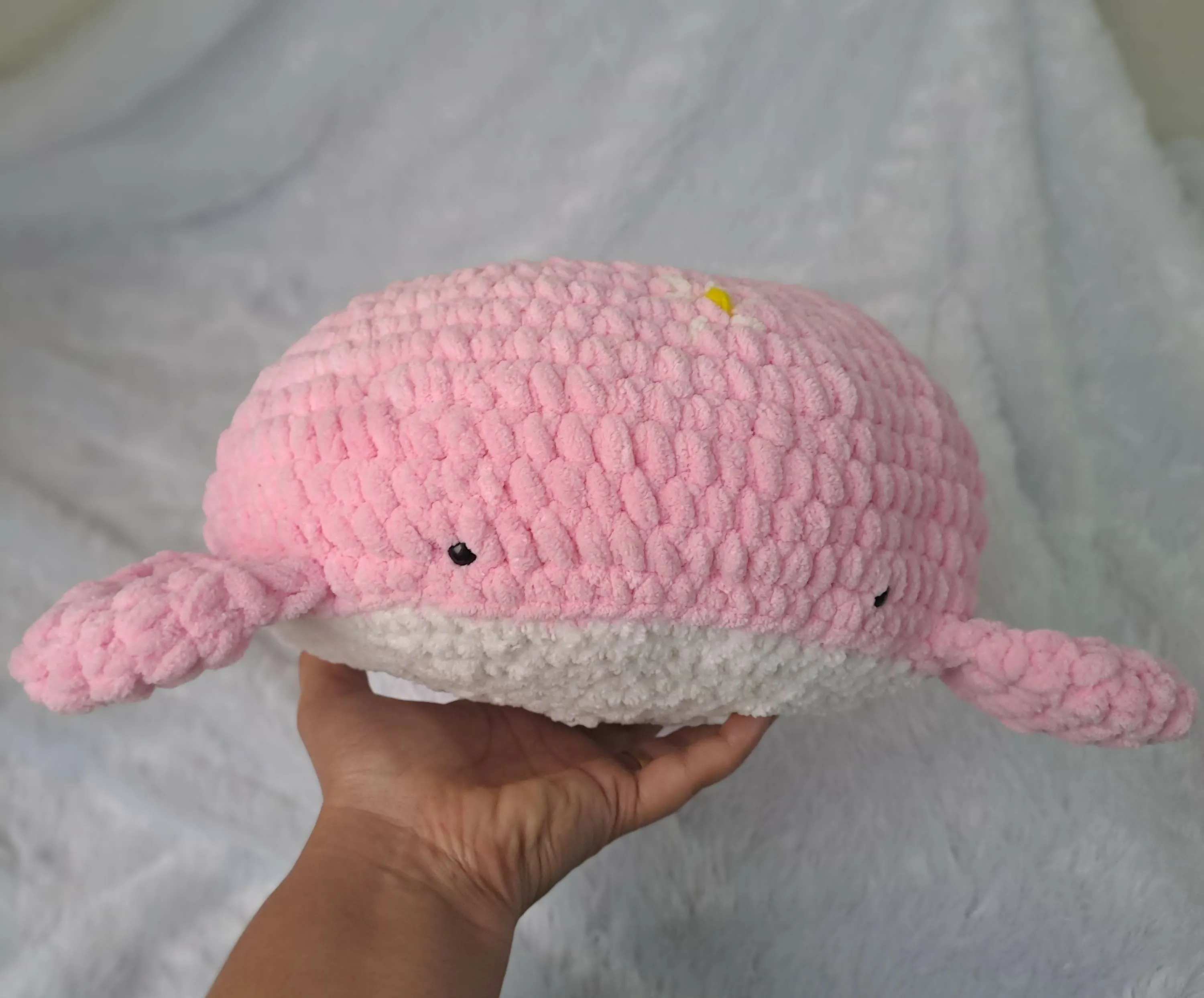 12 " Diameter Crochet Whale Plushie Pillow