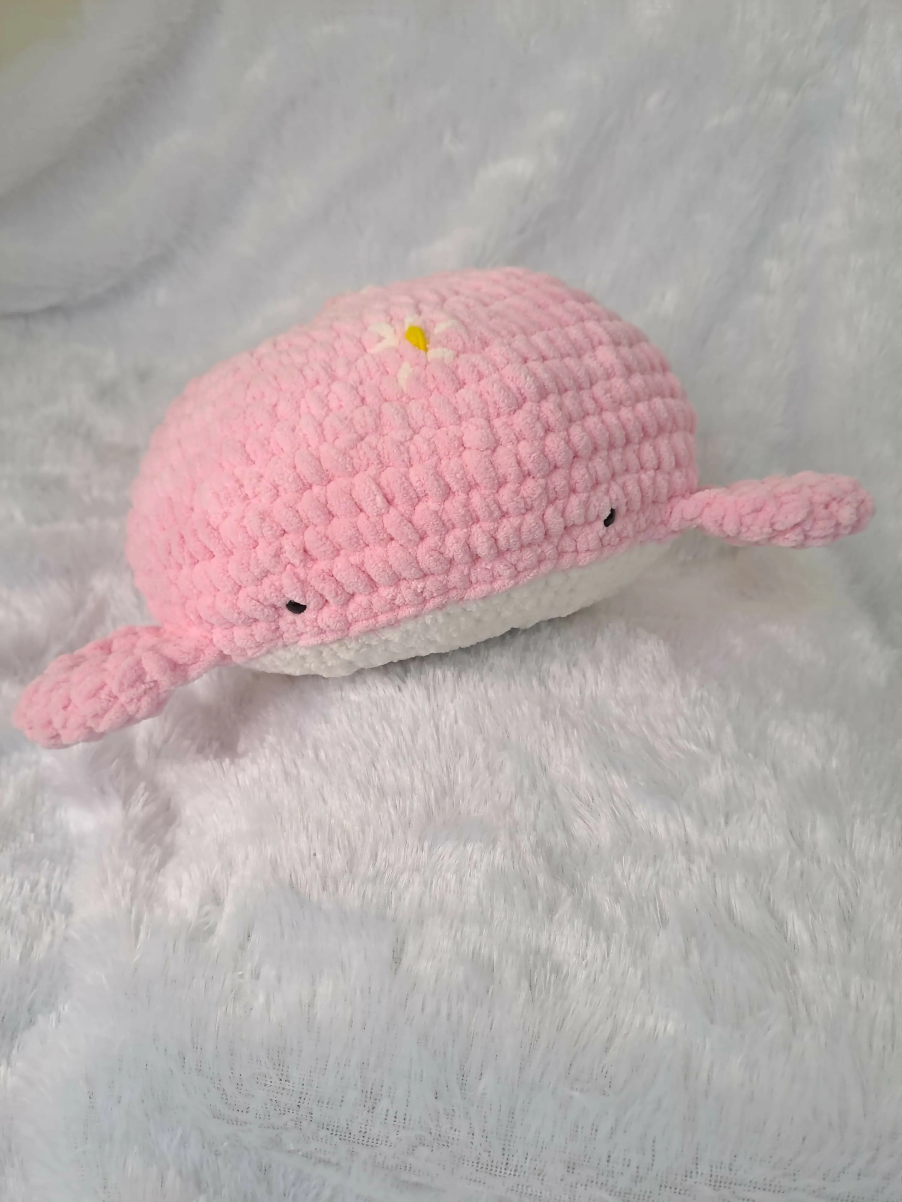 12 " Diameter Crochet Whale Plushie Pillow