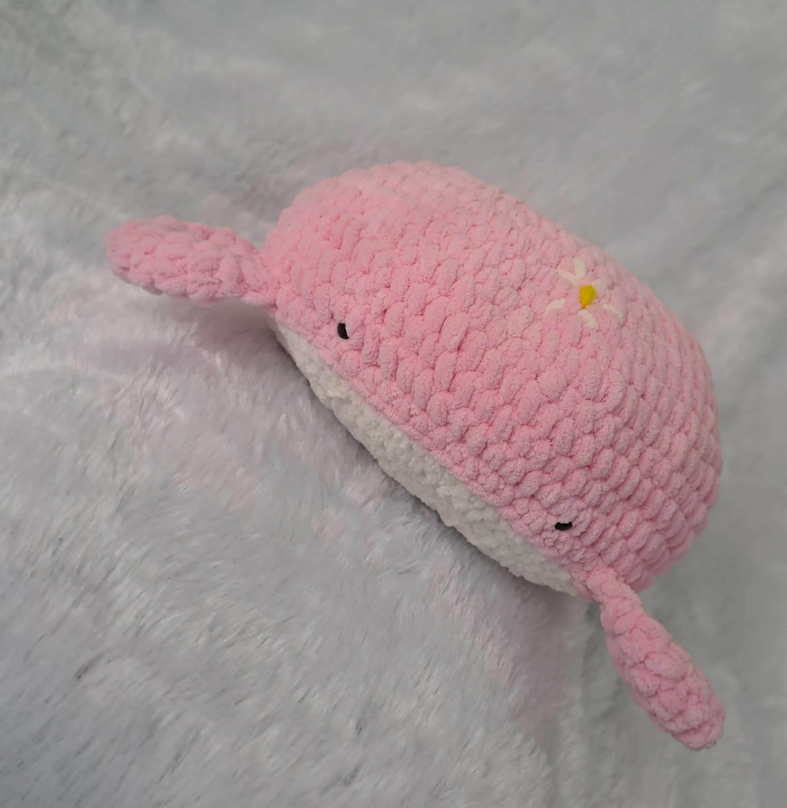 12 " Diameter Crochet Whale Plushie Pillow