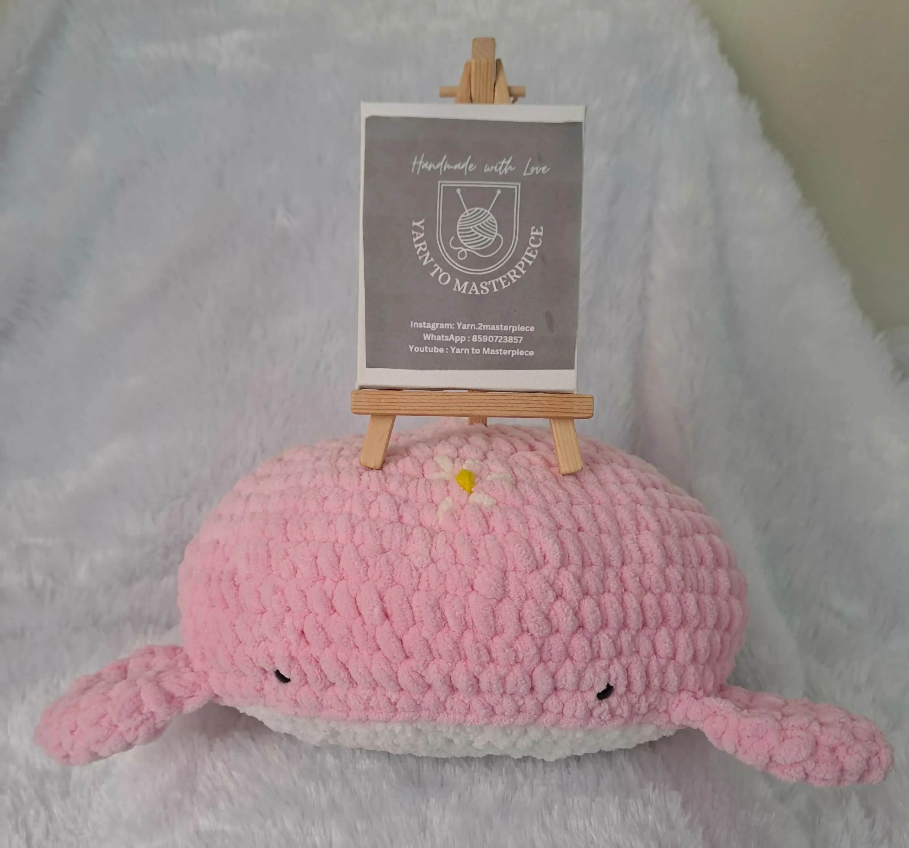12 " Diameter Crochet Whale Plushie Pillow