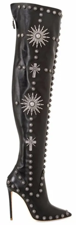 120 mm Embellished Over-the-Knee Boots