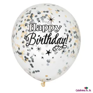 12" 'Happy Birthday' Confetti Balloons