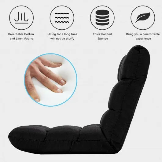 14-Position Adjustable Folding Lazy Gaming Sofa-Black