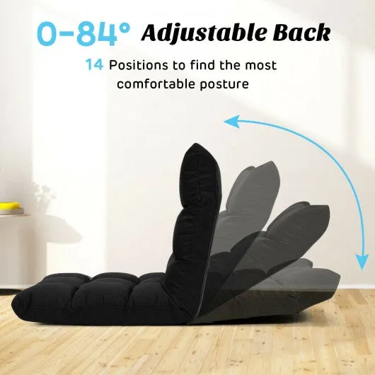 14-Position Adjustable Folding Lazy Gaming Sofa-Black