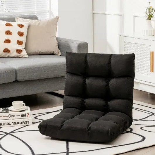 14-Position Adjustable Folding Lazy Gaming Sofa-Black
