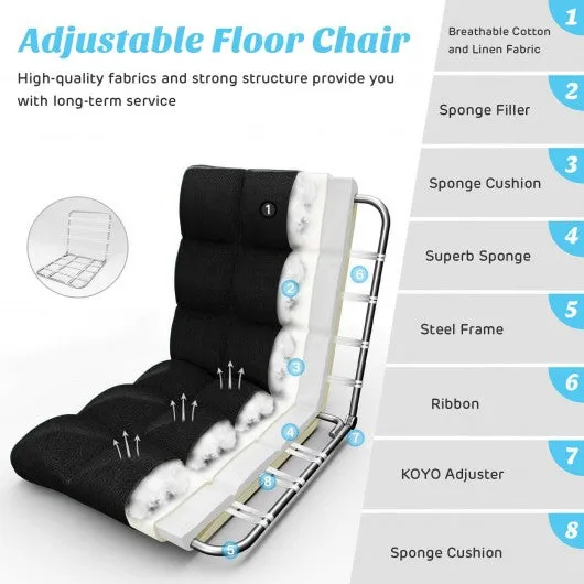 14-Position Adjustable Folding Lazy Gaming Sofa-Black