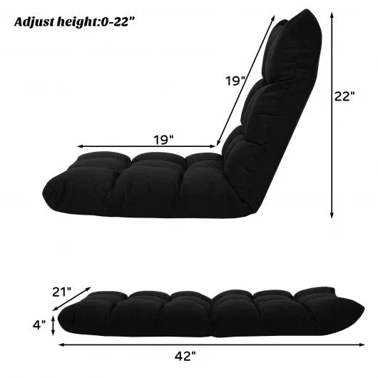 14-Position Adjustable Folding Lazy Gaming Sofa-Black