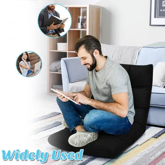14-Position Adjustable Folding Lazy Gaming Sofa-Black