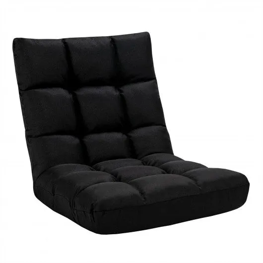 14-Position Adjustable Folding Lazy Gaming Sofa-Black