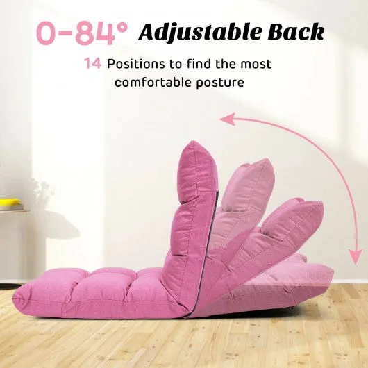14-Position Adjustable Folding Lazy Gaming Sofa-Pink