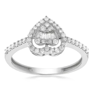 14ct White Gold 1/3 Carat Diamond Heart Ring