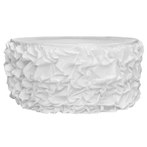14ft Gathered Lamour Satin Table Skirt - White