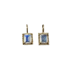 14k Gold Blue Fire Rainbow Moonstone Charm Gold Pendant