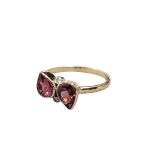14k Gold Pink Tourmaline & Diamond Ring