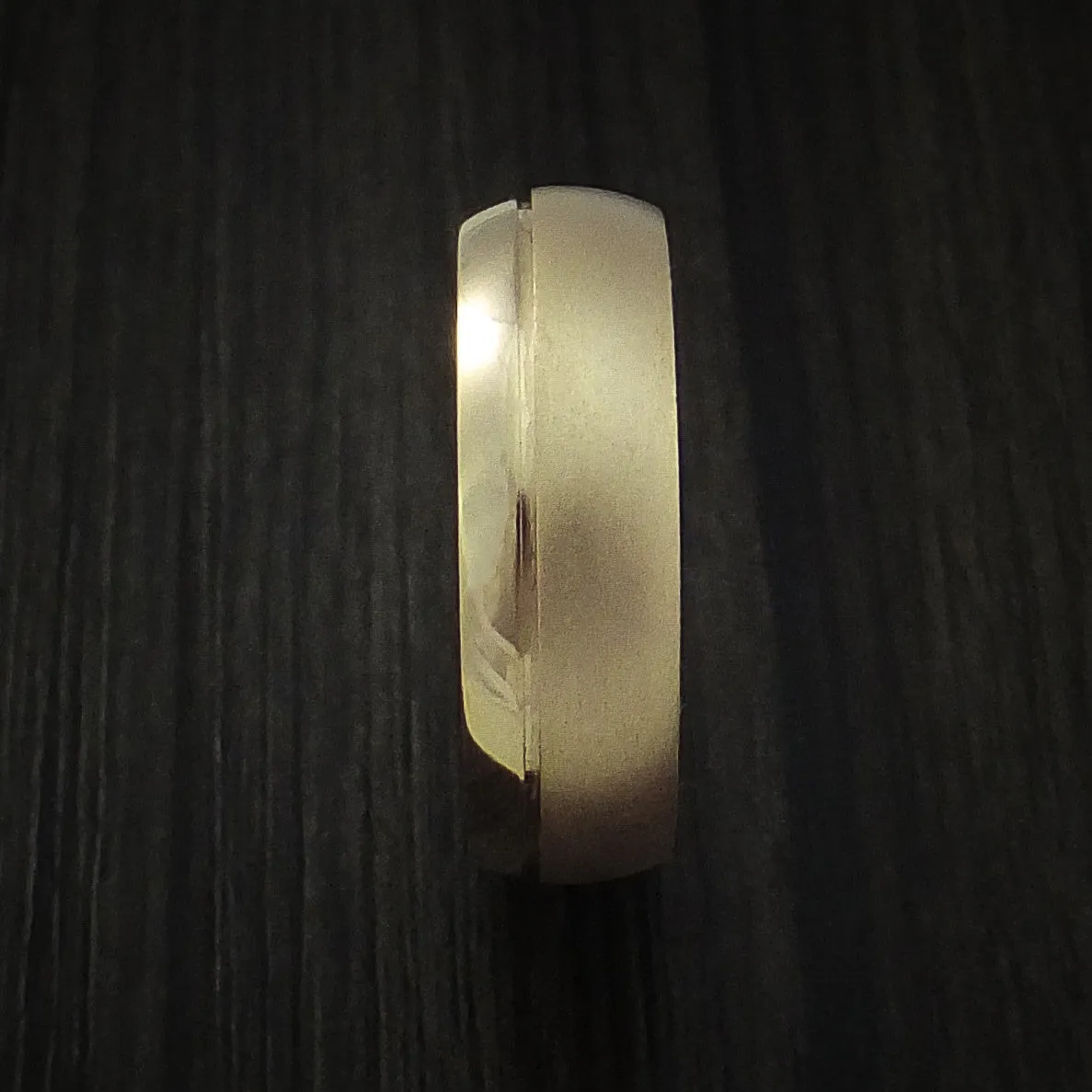 14K Rose Gold Classic Style Band with Two-Tone Finish Custom Made Men's Ring