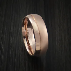 14K Rose Gold Classic Style Band with Two-Tone Finish Custom Made Men's Ring