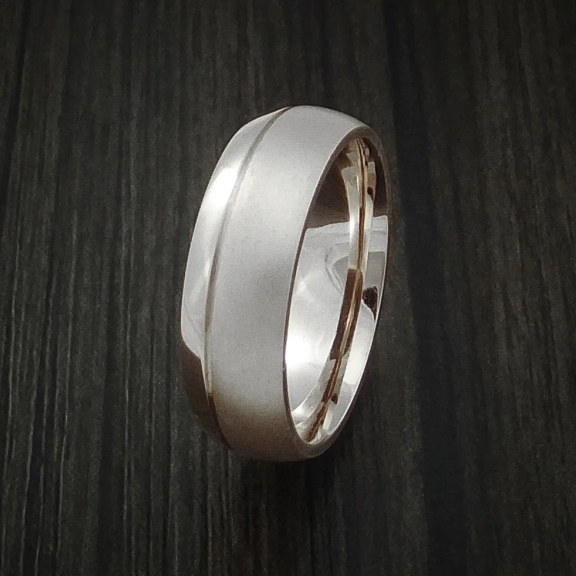 14K Rose Gold Classic Style Band with Two-Tone Finish Custom Made Men's Ring