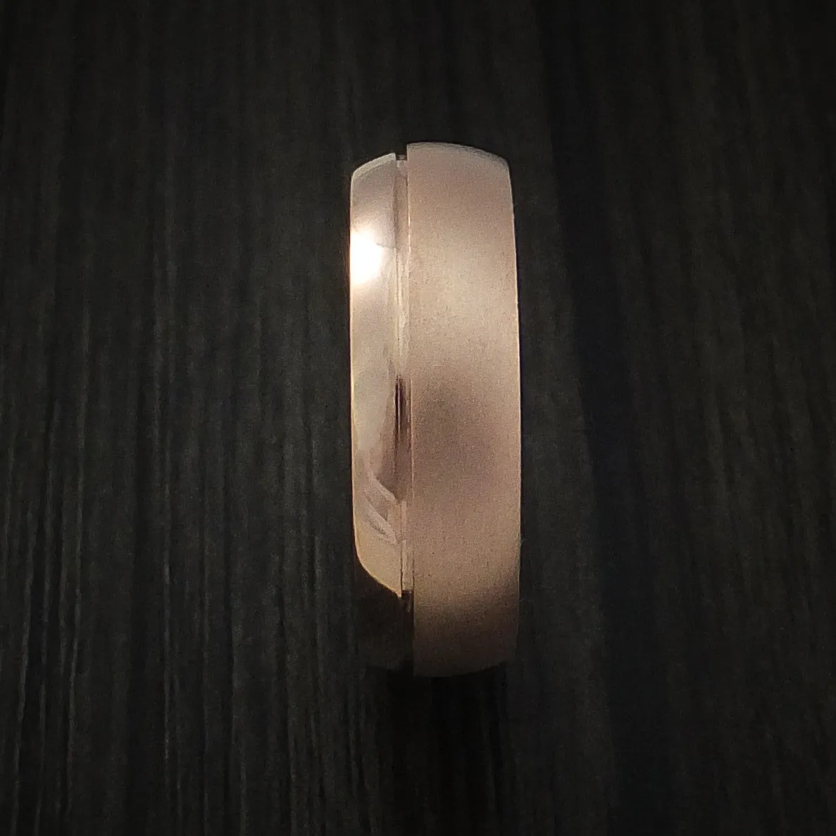 14K Rose Gold Classic Style Band with Two-Tone Finish Custom Made Men's Ring
