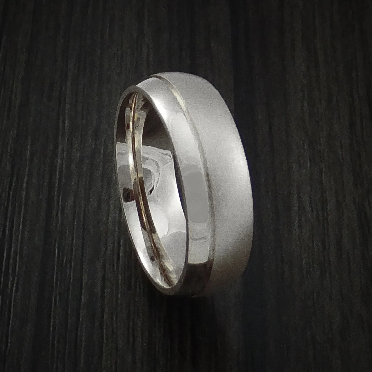 14K Rose Gold Classic Style Band with Two-Tone Finish Custom Made Men's Ring