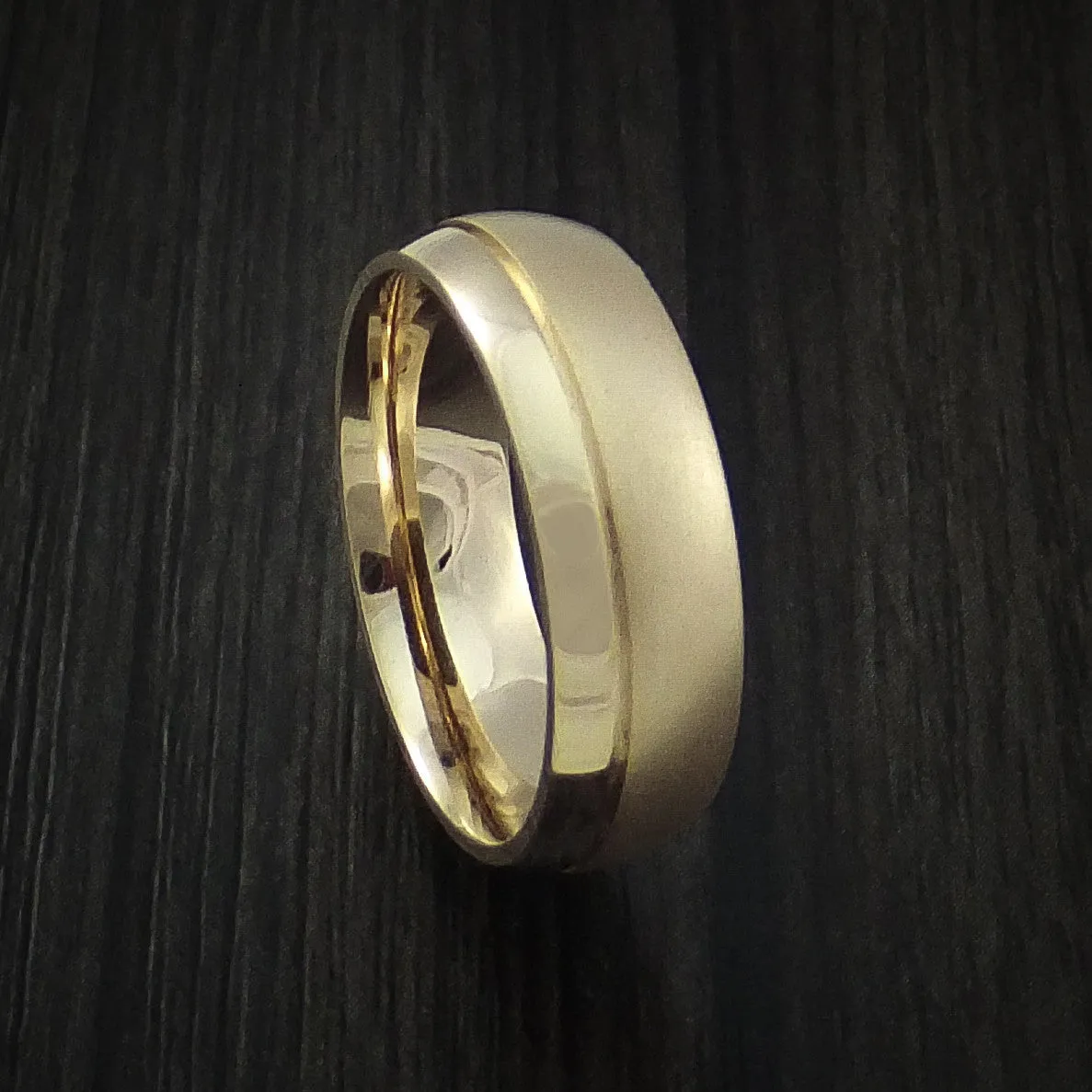 14K Rose Gold Classic Style Band with Two-Tone Finish Custom Made Men's Ring