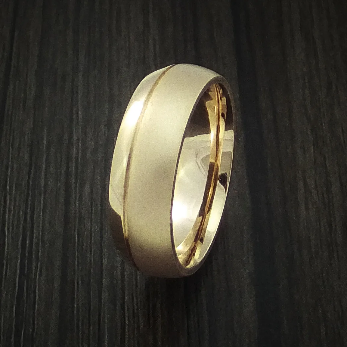 14K Rose Gold Classic Style Band with Two-Tone Finish Custom Made Men's Ring