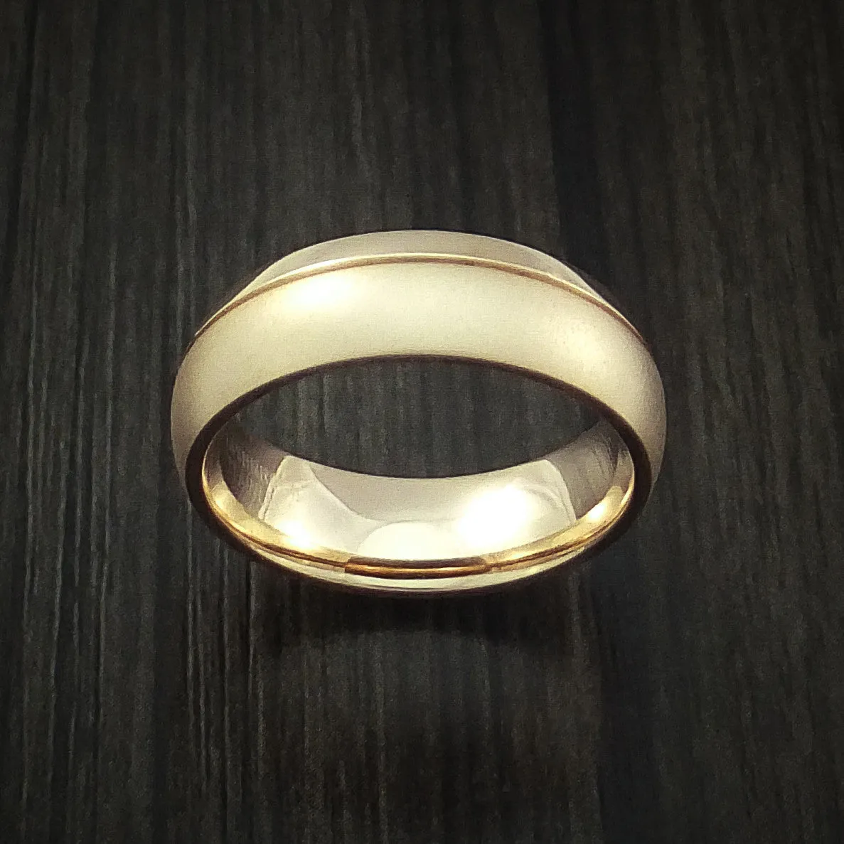 14K Rose Gold Classic Style Band with Two-Tone Finish Custom Made Men's Ring