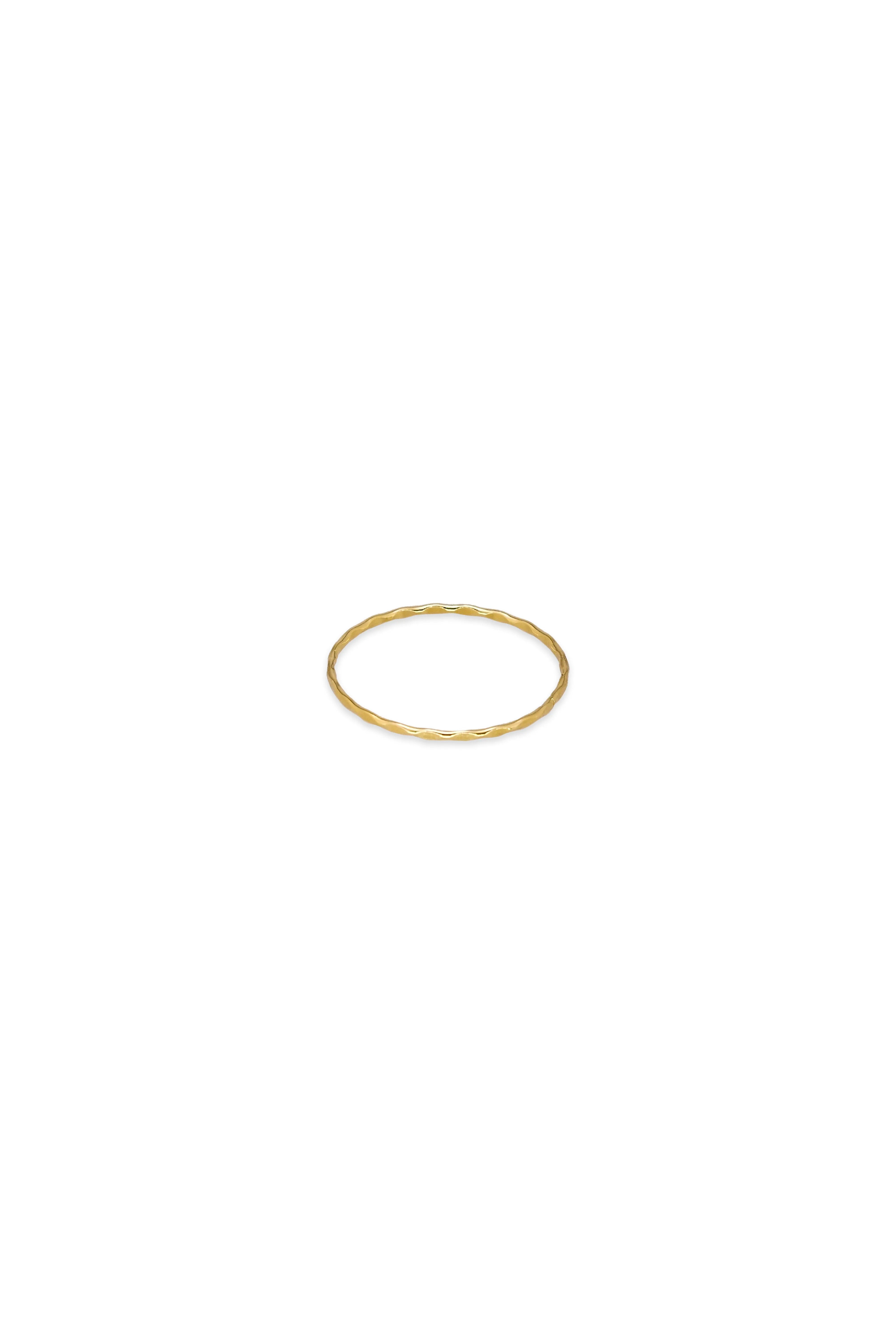 14K Solid Gold Flat Diamond Cut Stackable Ring