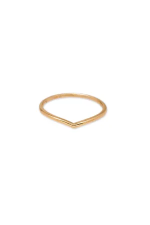 14K Solid Yellow Gold Chevron Simple Stackable Ring