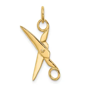 14k Yellow Gold 3-D Moveable Scissors Pendant