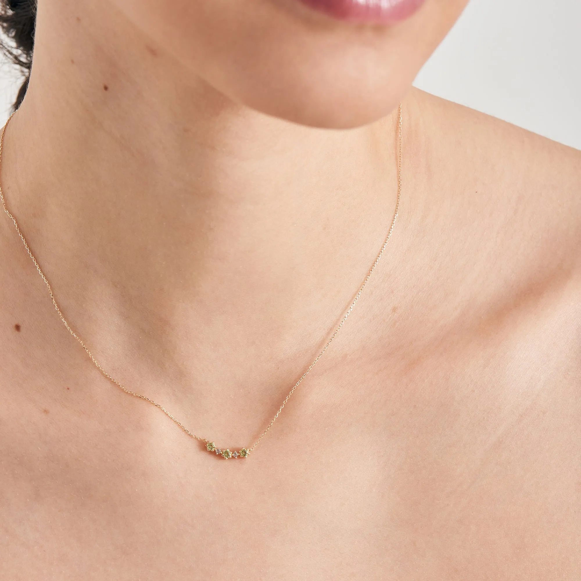 14kt Gold Peridot and White Sapphire Necklace