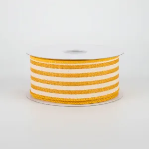 1.5" Cabana Stripes Ribbon: Sunflower & Ivory (10 Yards)