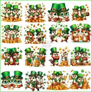 16 Chipmunks St. Patrick’s Day Designs Bundle PNG