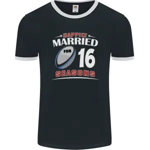 16 Year Wedding Anniversary 16th Rugby Mens Ringer T-Shirt FotL