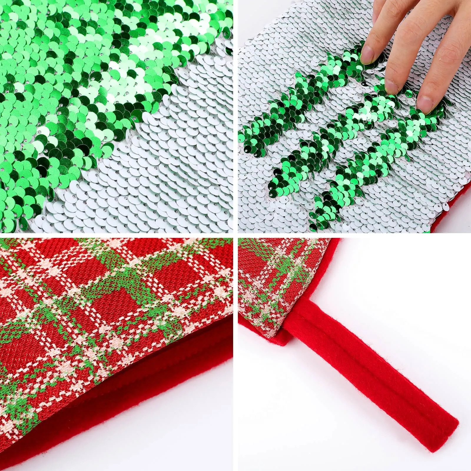16.5in(L) Super Size-Custom Photo Line Orange Background Christmas Socks Flip Sequins Christmas Stocking