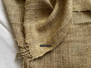 1705 SOLD Heavy Handspun Handwoven Raw Silk Beige Shawl