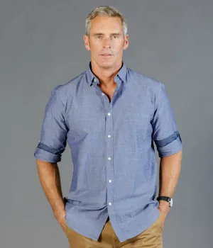 1713HL Chambray Dobby Long Sleeve Casual Slim Fit Shirt