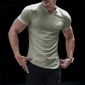 1776 USA FLAG RIBBED V-NECK GRAPHIC TEE