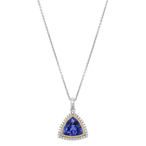 18ct White & Yellow Gold 3.83ct Tanzanite & Diamond Necklace